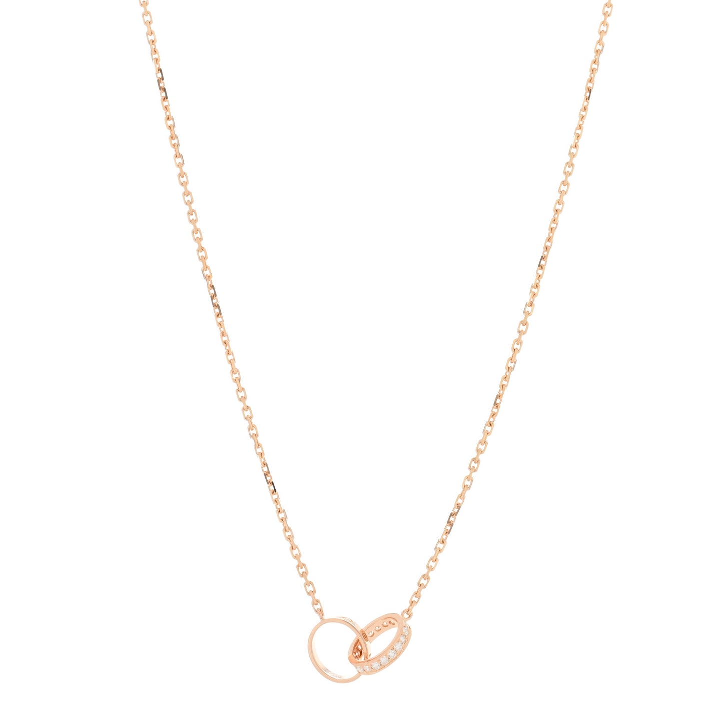18K Pink Gold Diamond Interlocking LOVE Necklace