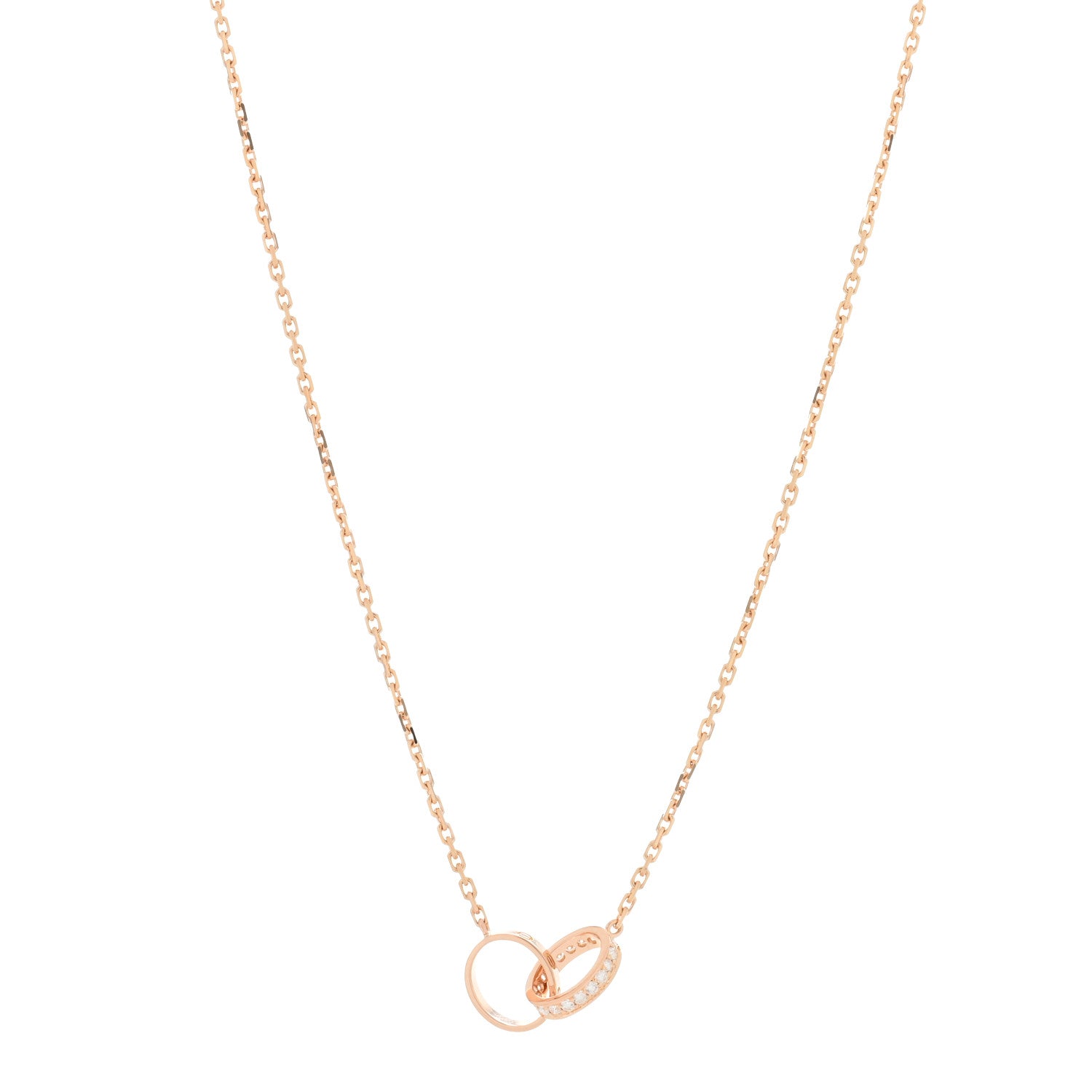 Cartier 18K Pink Gold Diamond Interlocking LOVE Necklace 1 of 3