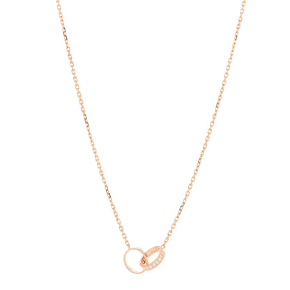 Cartier 18K Pink Gold Diamond Interlocking LOVE Necklace 1 of 3