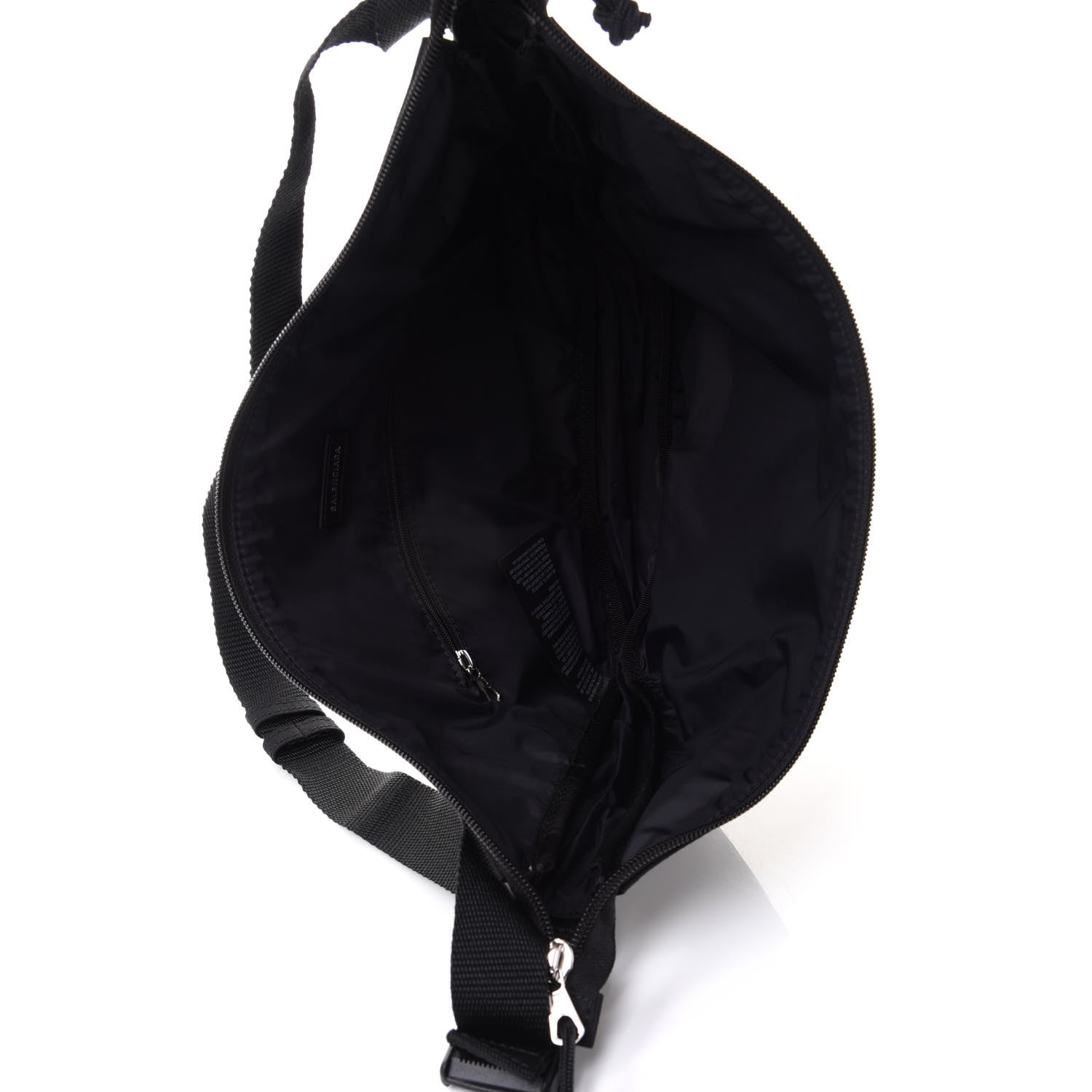 Balenciaga Recycled Sport Nylon Logo Embroidered Large Wheel Sling Bag Black White 5 of 11