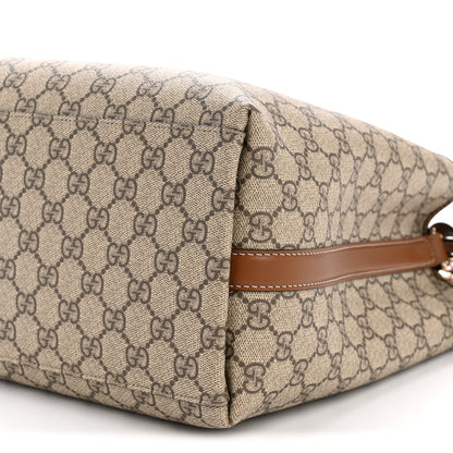 Gucci GG Supreme Monogram Medium Emblem Bucket Bag Beige Brown 10 of 11