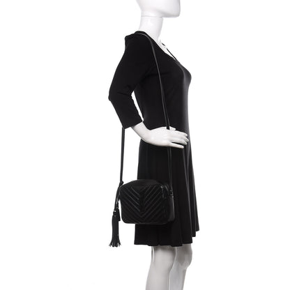 Saint Laurent Calfskin Matelasse Monogram Lou Camera Bag Black 2 of 12