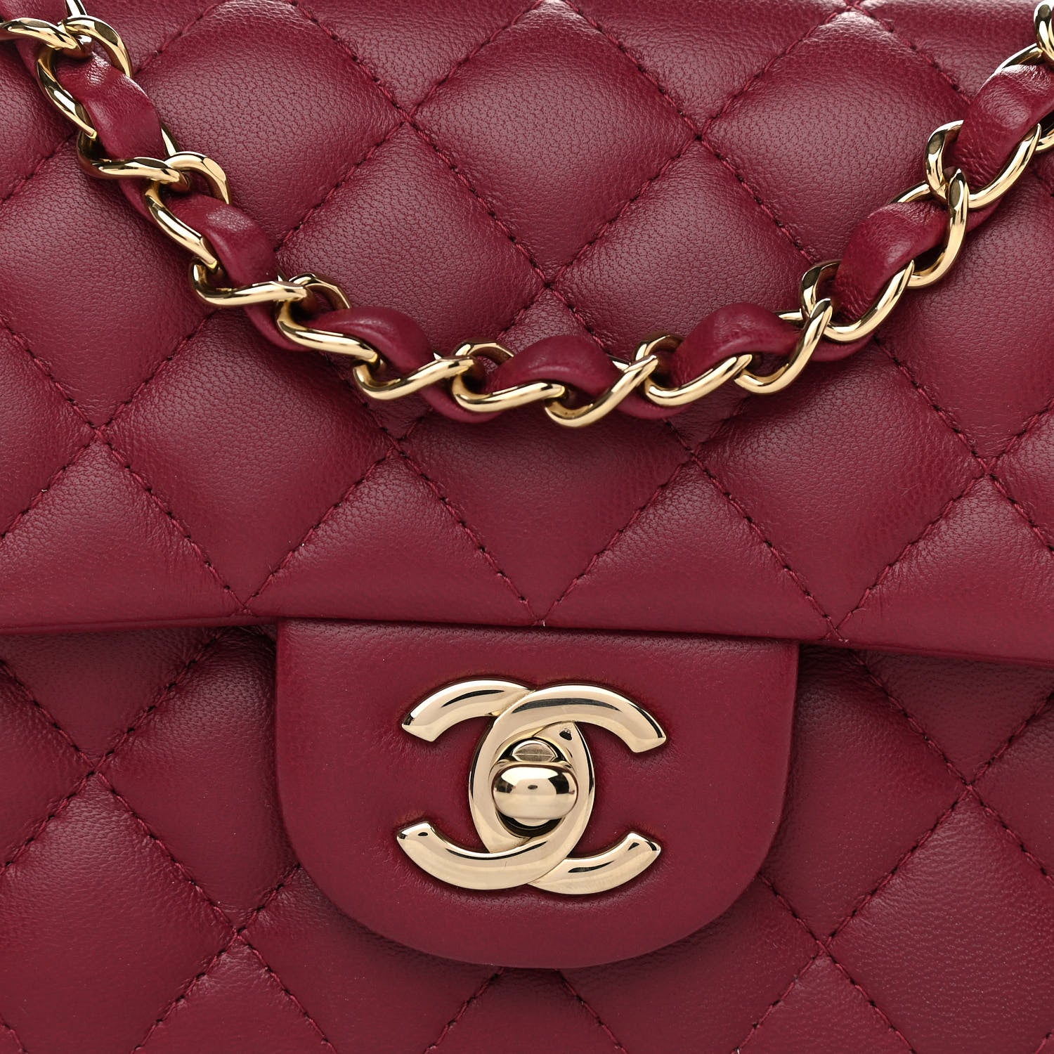 Chanel Lambskin Quilted Mini Rectangular Flap Burgundy 7 of 10