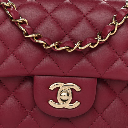 Chanel Lambskin Quilted Mini Rectangular Flap Burgundy 7 of 10