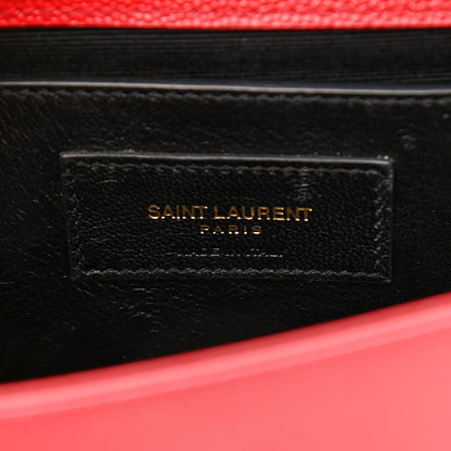 Saint Laurent Grain De Poudre Small Monogram Kate Satchel Red 7 of 11