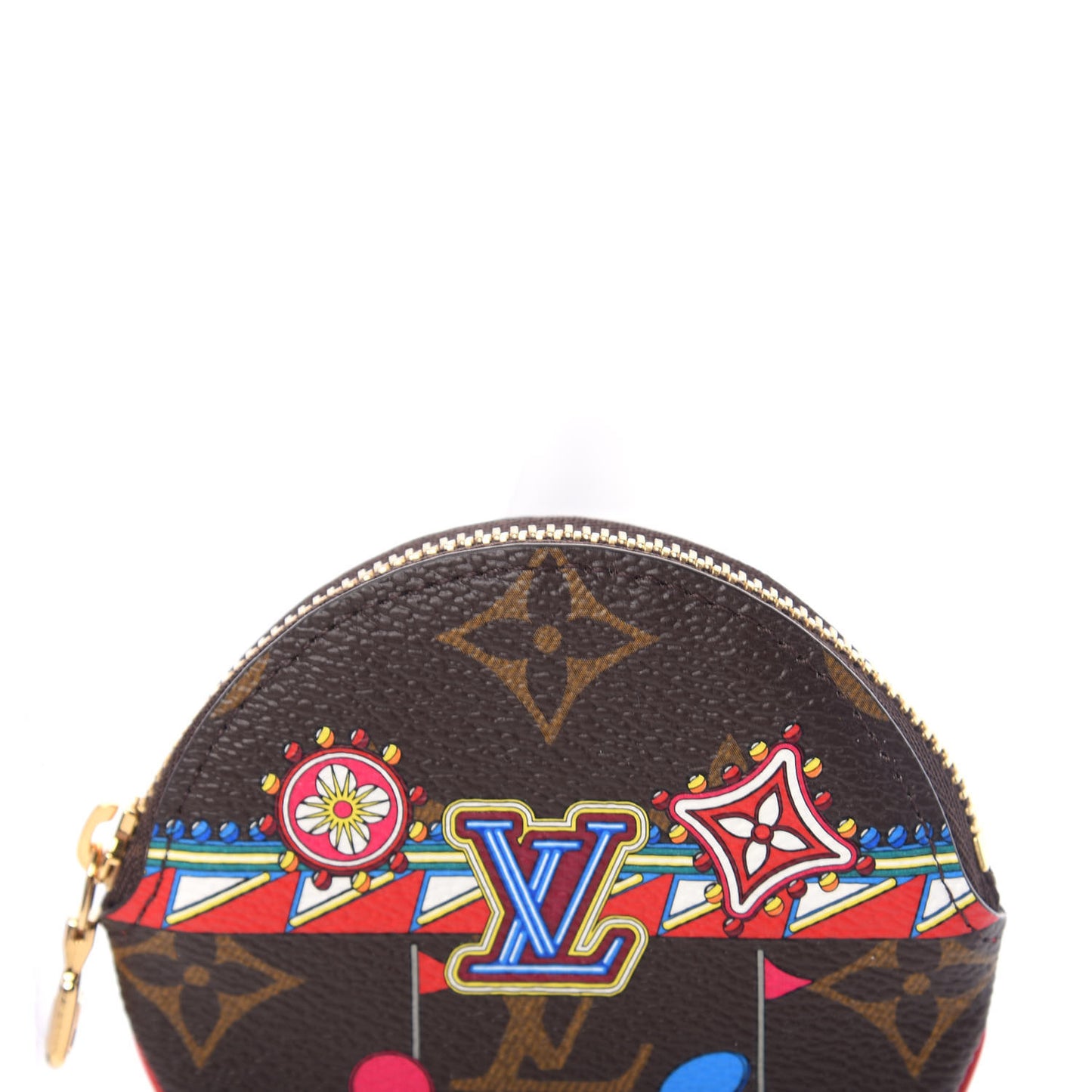Monogram 2020 Christmas Animation Bumper Cars Round Coin Purse Coquelicot
