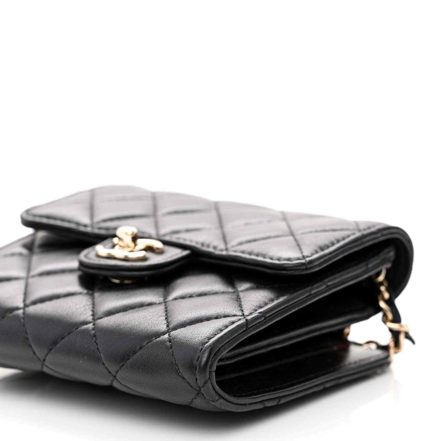 Chanel Lambskin Quilted Wallet With Chain Black 12 of 13