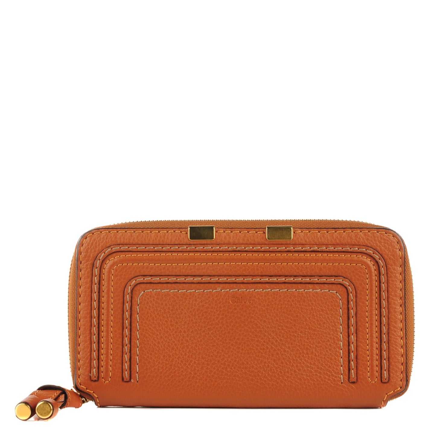 Grained Calfskin Marcie Long Zip Around Wallet Tan