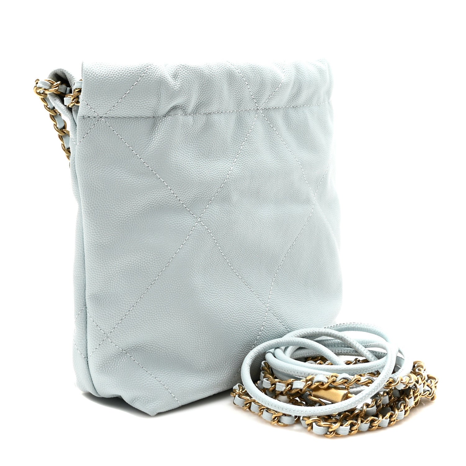 Chanel Shiny Caviar Quilted Mini Chanel 22 Light Blue 3 of 9