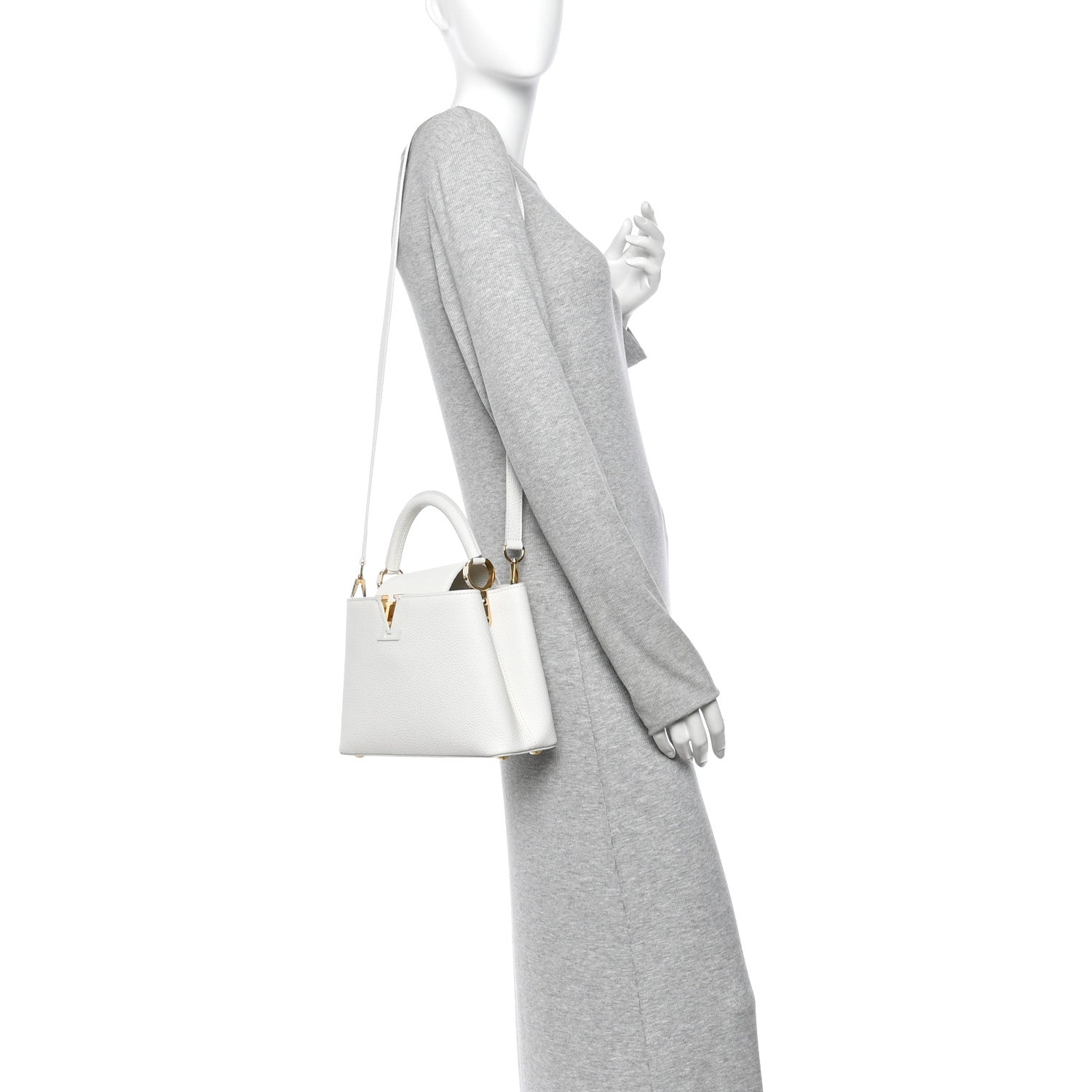 Louis Vuitton Taurillon Capucines BB Snow 2 of 9