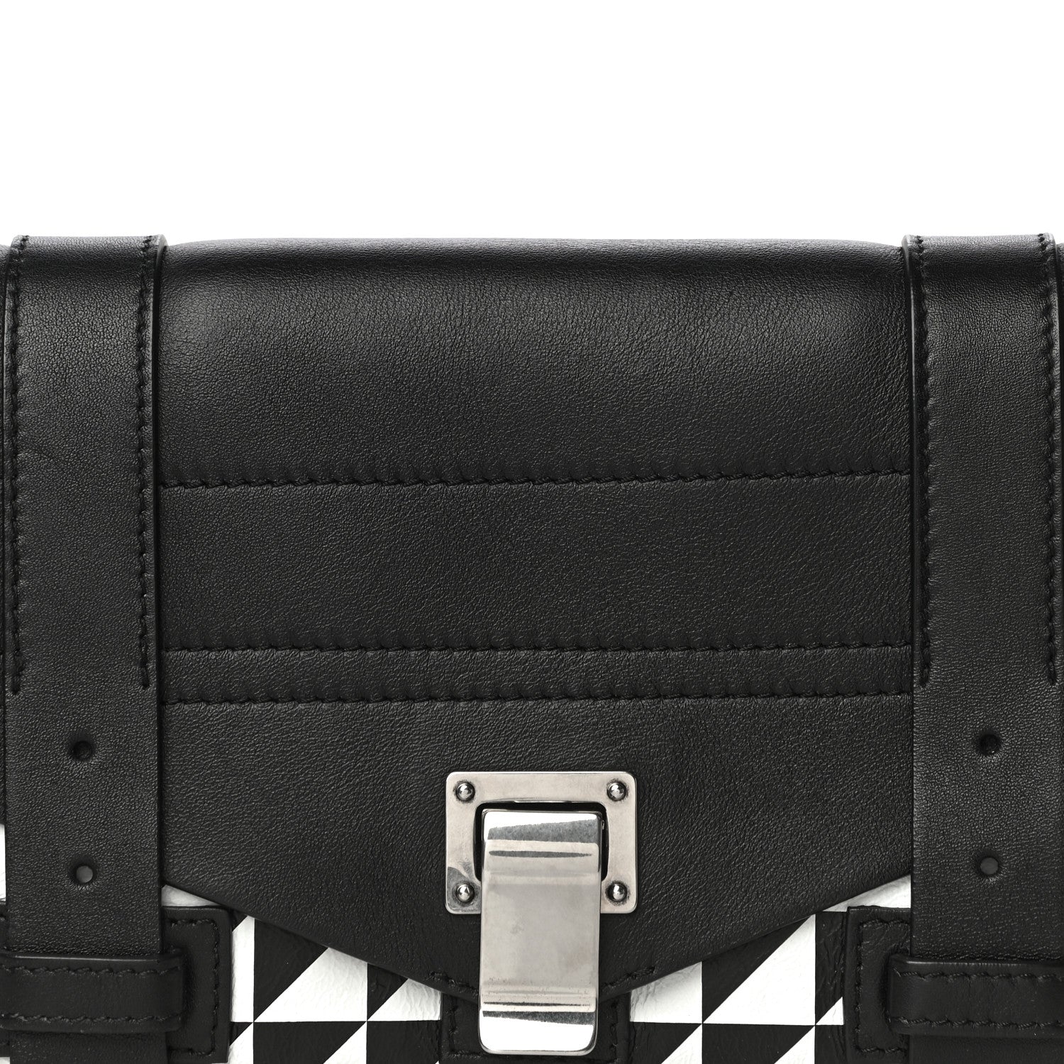 Proenza Schouler Triangle Print Calfskin PS1 Pochette Clutch Black White 7 of 11