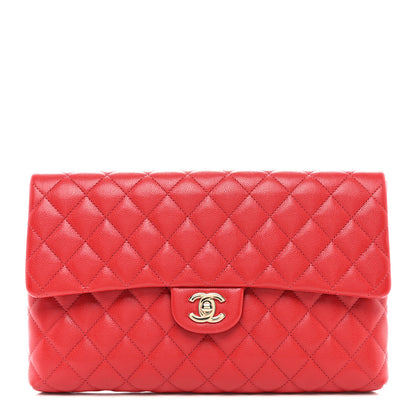 Chanel Caviar Quilted Flap Clutch Red 1 of 7