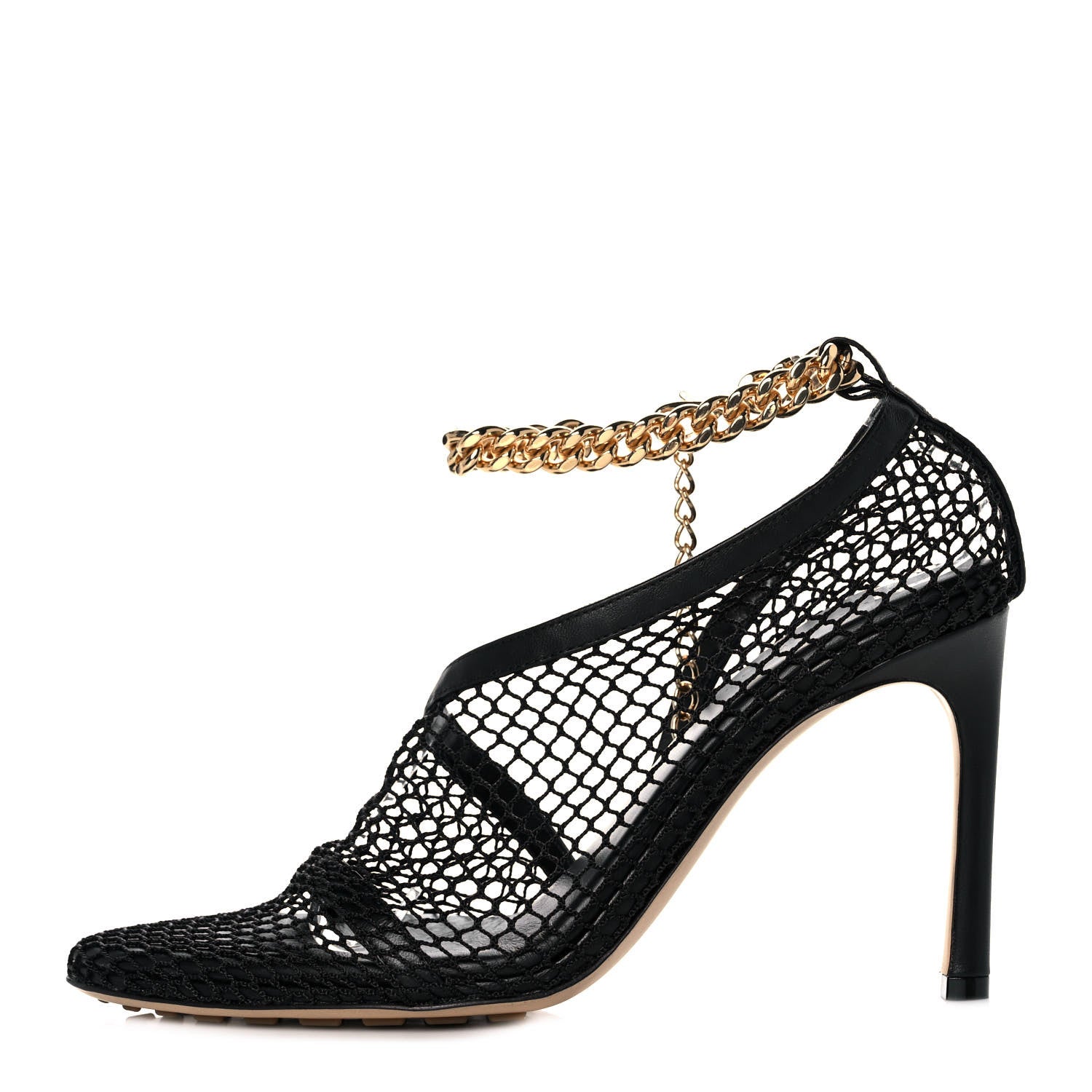 Bottega Veneta Mesh Nappa Chunky Chain Sandals 38.5 Black 1 of 8