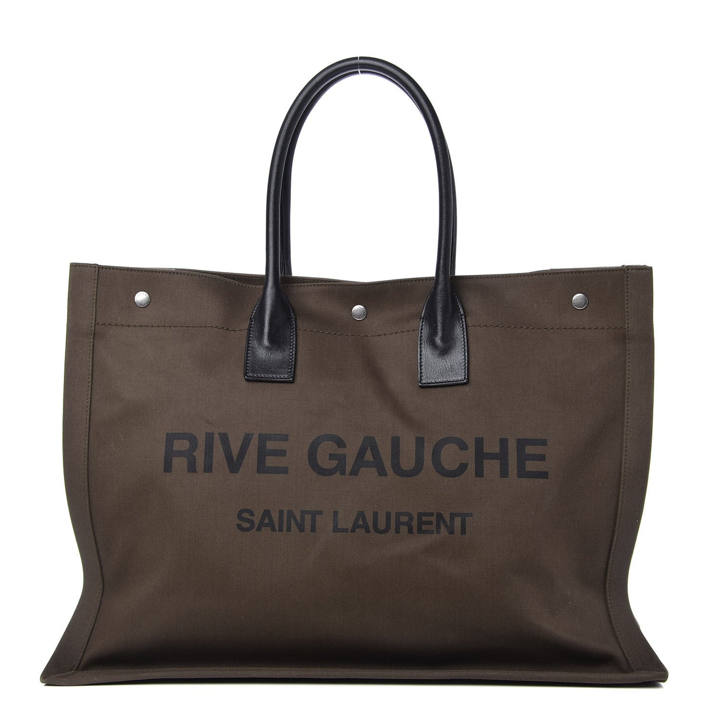 Linen Calfskin Rive Gauche Tote Khaki
