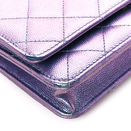 Chanel Iridescent Caviar Quilted Wallet on Chain WOC Dark Blue 10 of 12