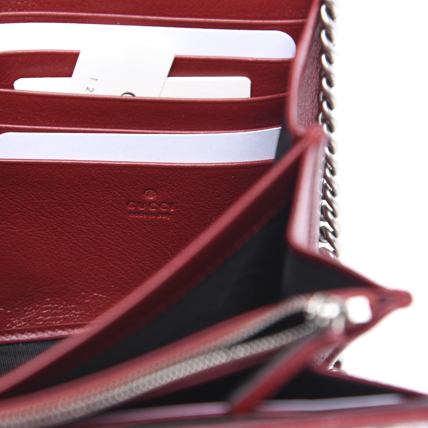 Tweed GG Monogram Mini Dionysus Chain Wallet White Black Romantic Cherry