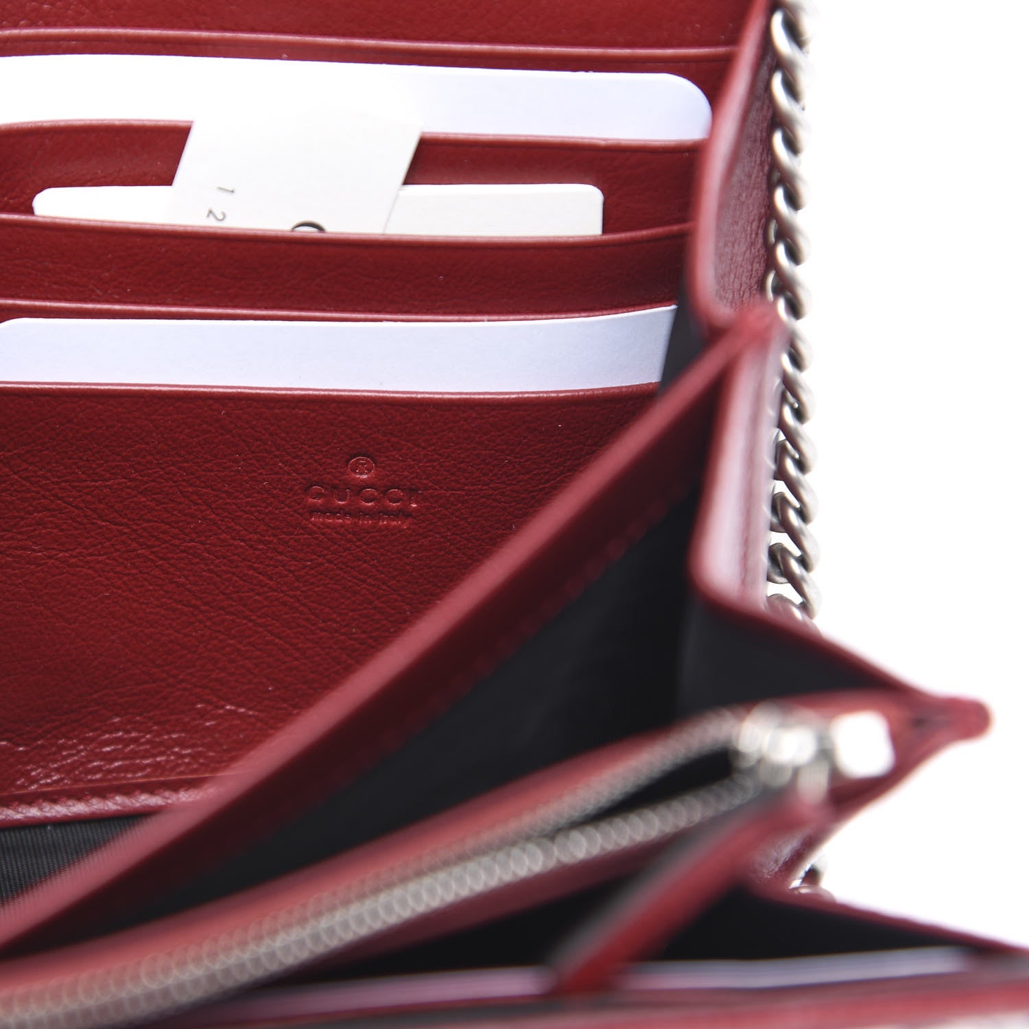 Gucci Tweed GG Monogram Mini Dionysus Chain Wallet White Black Romantic Cherry 7 of 11