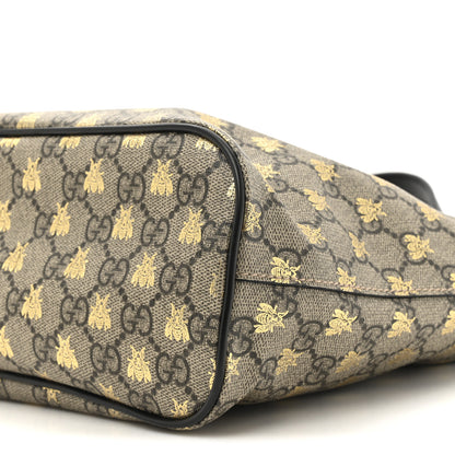 Gucci Soft GG Supreme Monogram Bees Small Crossbody Tote Beige Oro Black 9 of 13