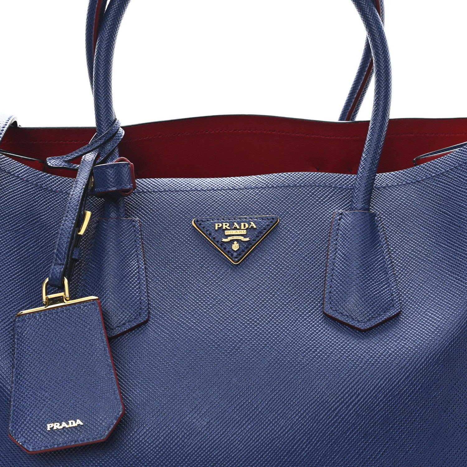 Prada Saffiano Cuir Large Double Bag Bluette 7 of 9