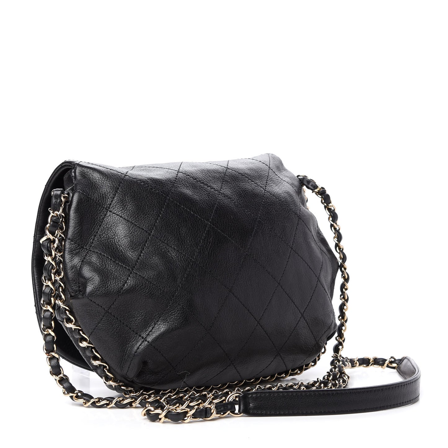 Calfskin Stitched Messenger Flap Black