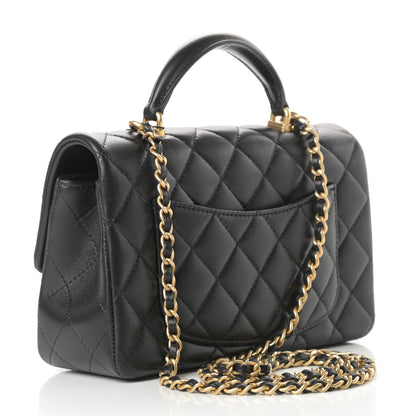 Chanel Lambskin Quilted Mini Top Handle Rectangular Flap Black 3 of 12