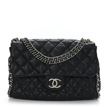Chanel Washed Lambskin Quilted Maxi Chain Around Flap Black 1 of 9