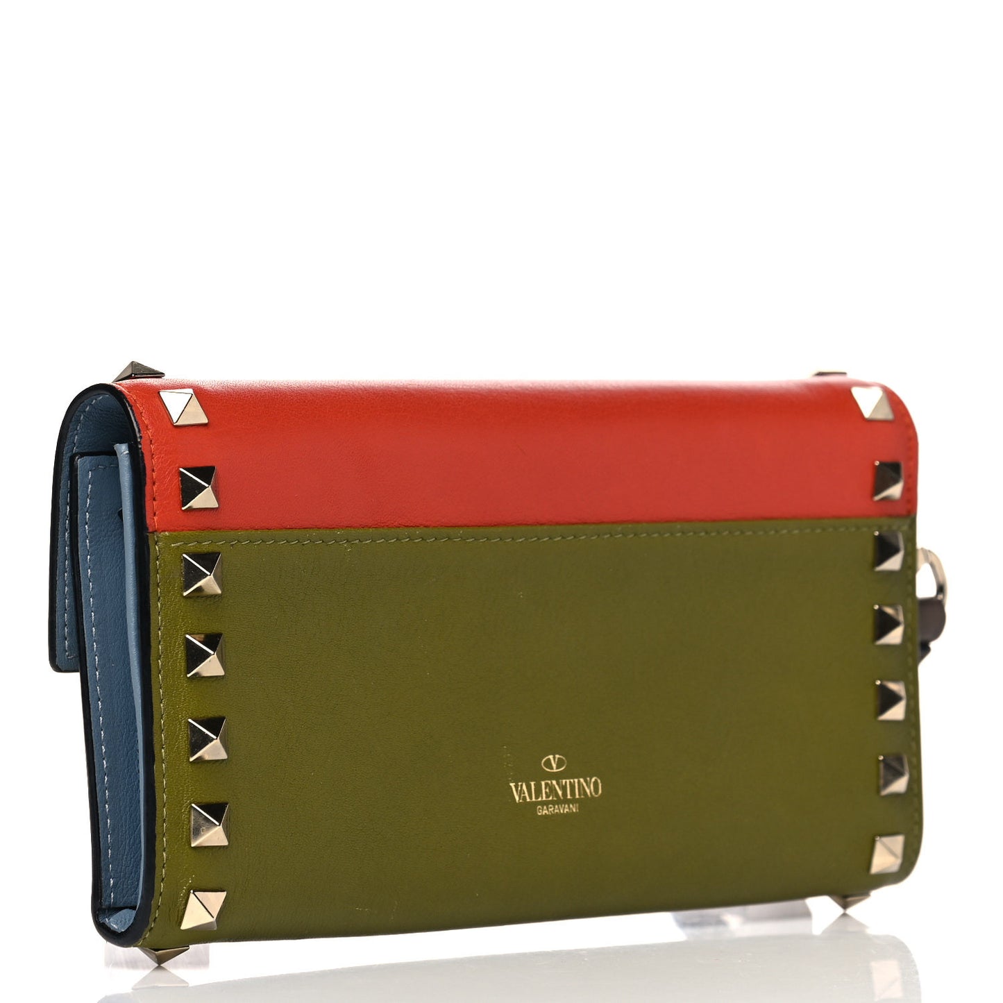 Vitello Colorblock Rockstud Wristlet Wallet Multicolor