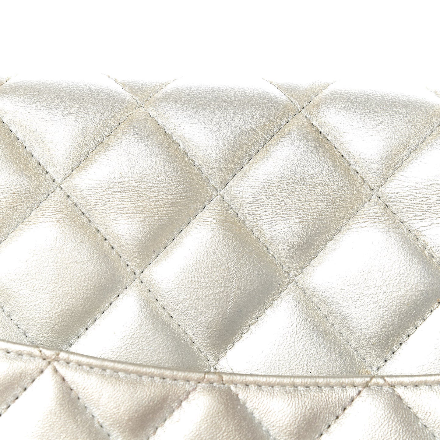 Metallic Lambskin Quilted Maxi Single Flap Silver