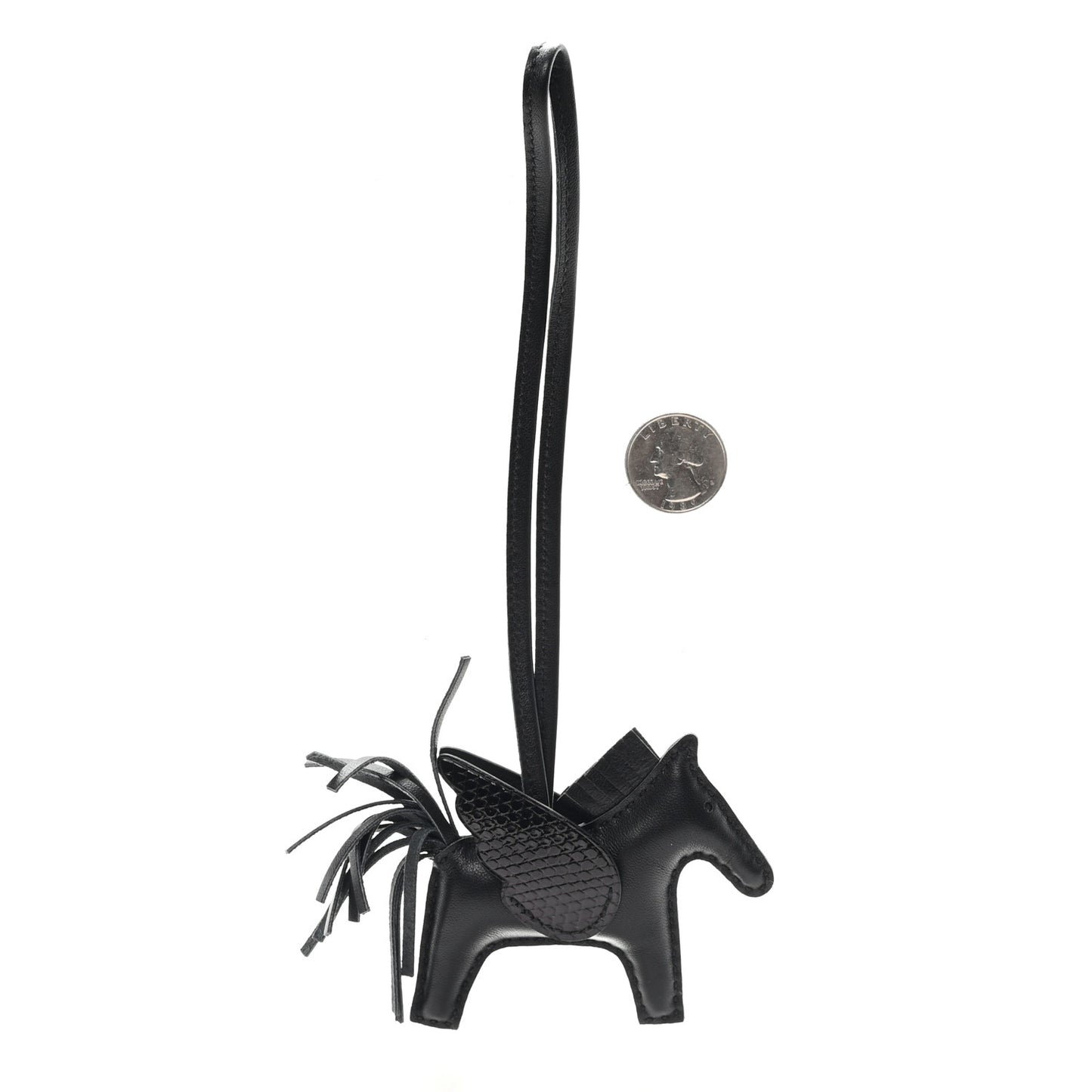 Milo Lambskin Lizard Touch Grigri Rodeo Pegase Horse Bag Charm PM So Black
