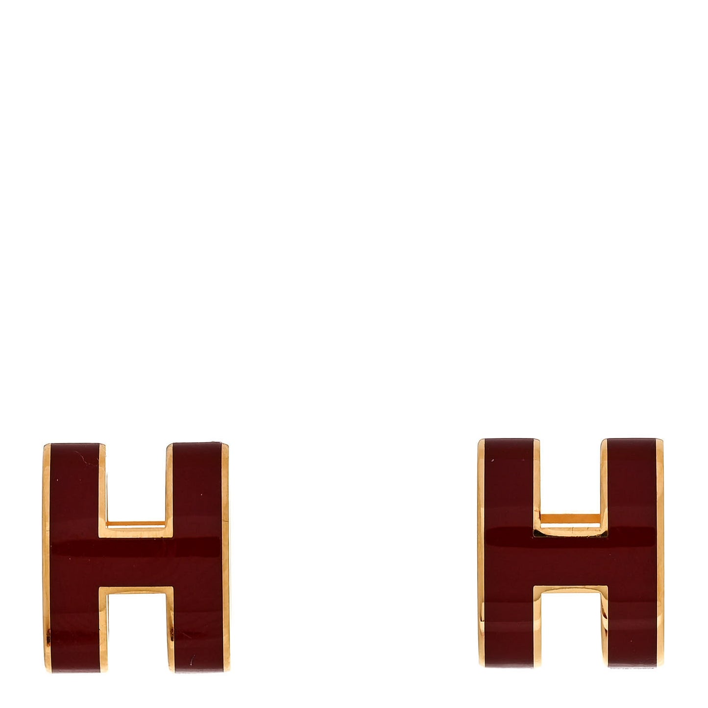 Gold Lacquered Mini Pop H Earrings New Rough H