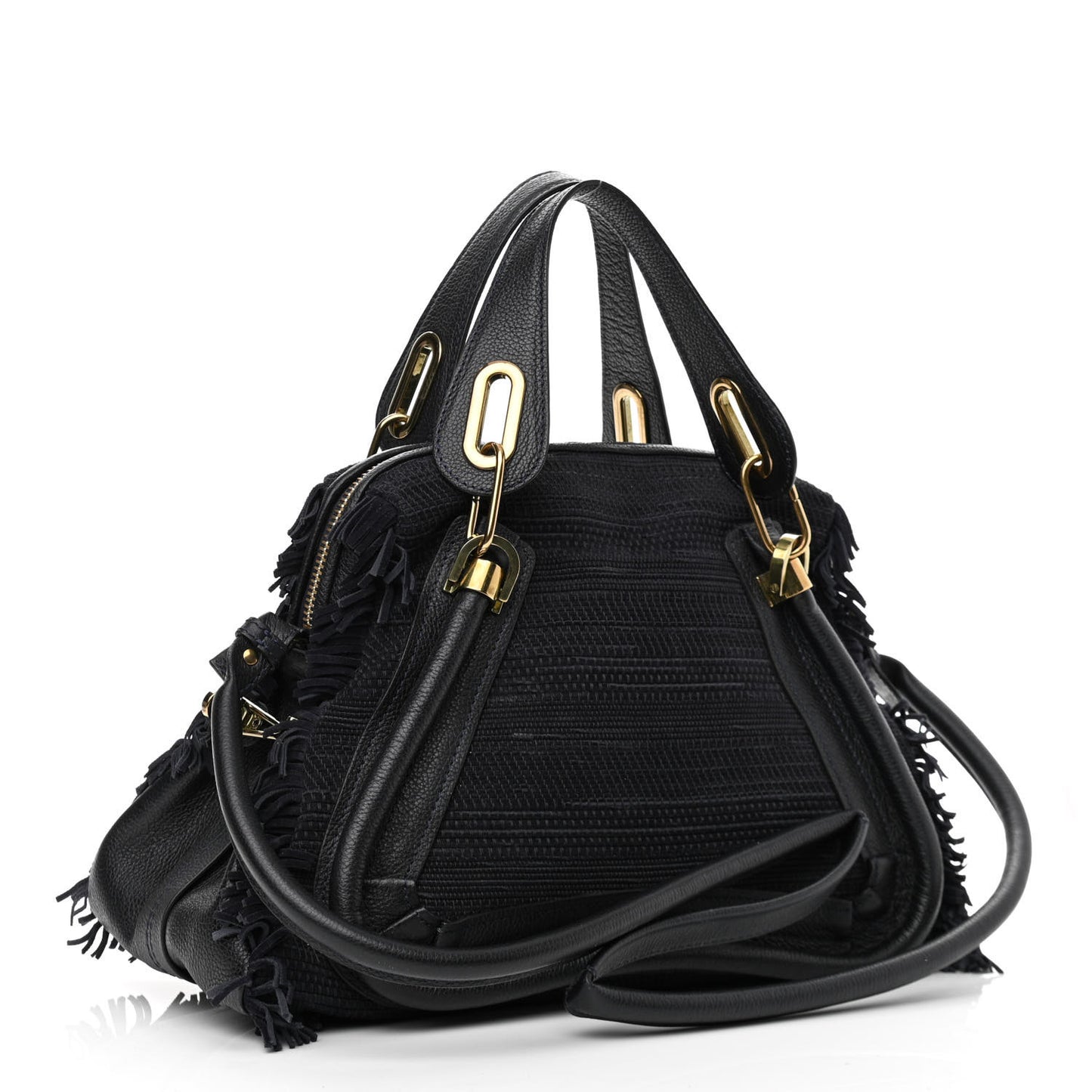 Suede Calfskin Fringe Medium Paraty Navy