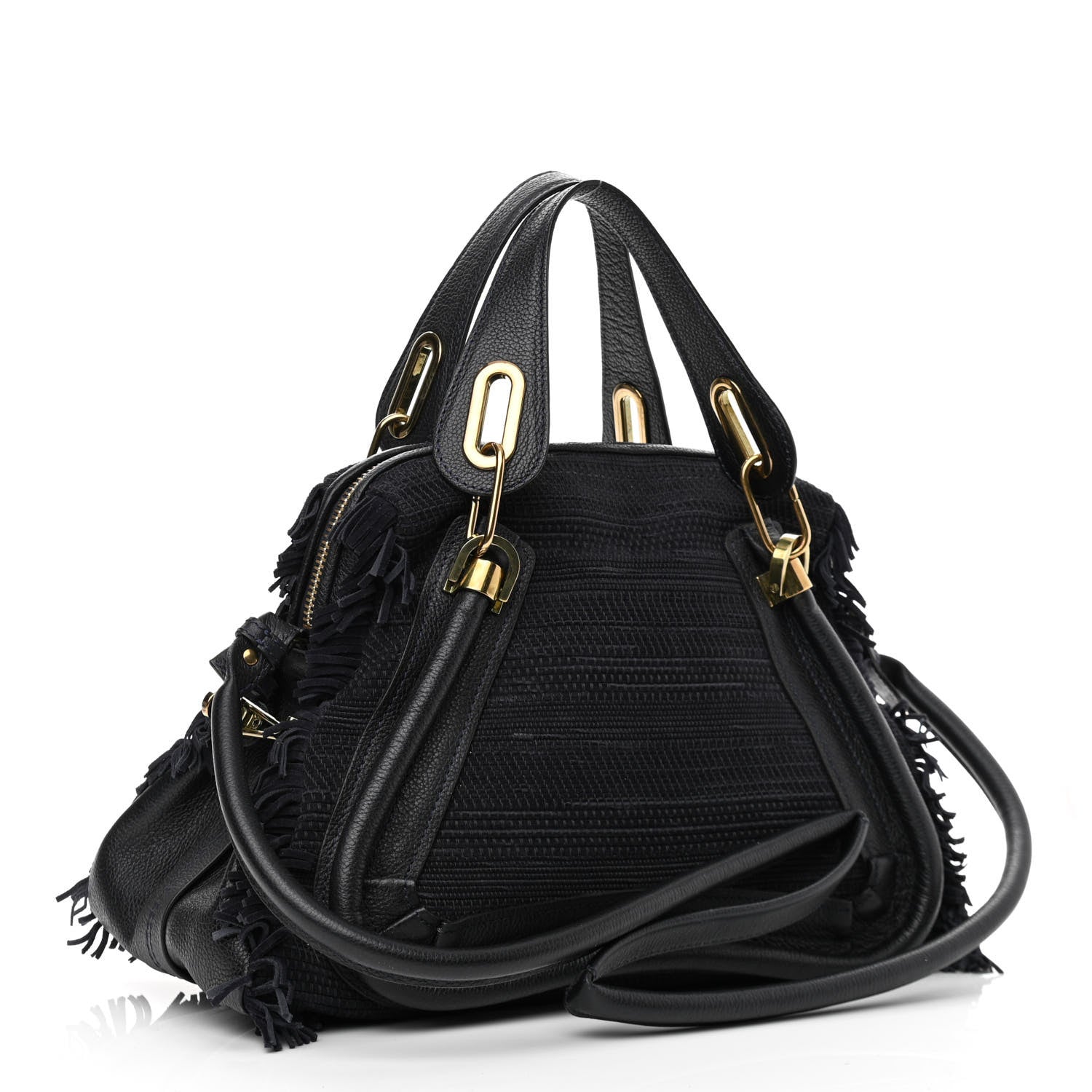 Chloe Suede Calfskin Fringe Medium Paraty Navy 4 of 12
