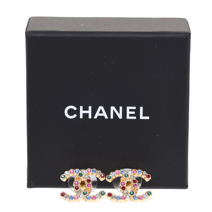 Chanel Crystal Over The Rainbow CC Earrings Gold Multicolor 5 of 5
