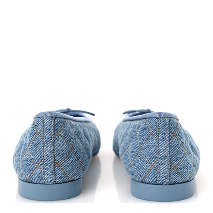 Chanel Denim Quilted CC Cap Toe Ballerina Flats 40.5 Light Blue 6 of 11