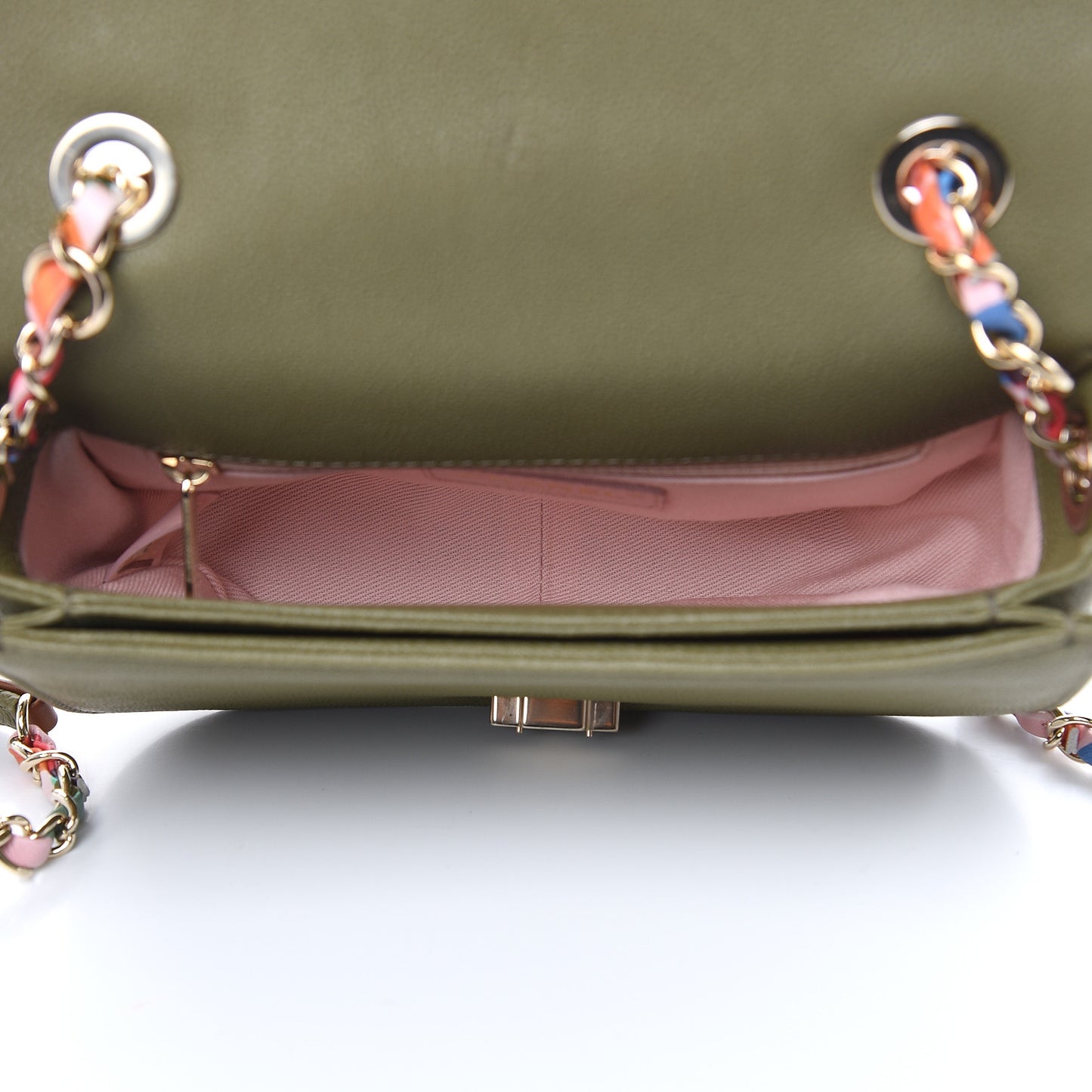Grained Calfskin Quilted Small Cuba Top Handle Flap Khaki