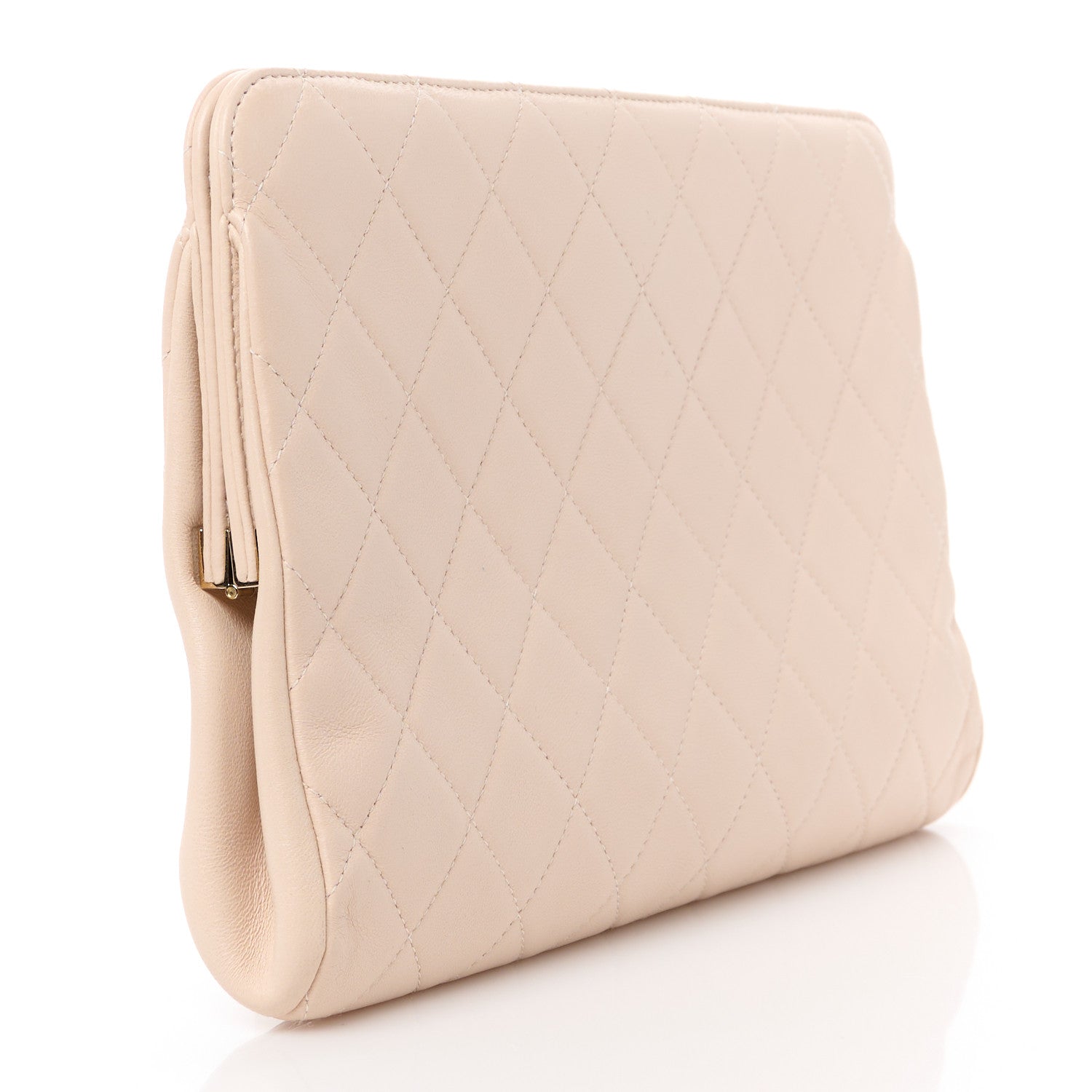 Chanel Lambskin Quilted Clutch Beige 3 of 11
