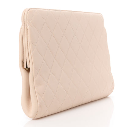 Chanel Lambskin Quilted Clutch Beige 3 of 11