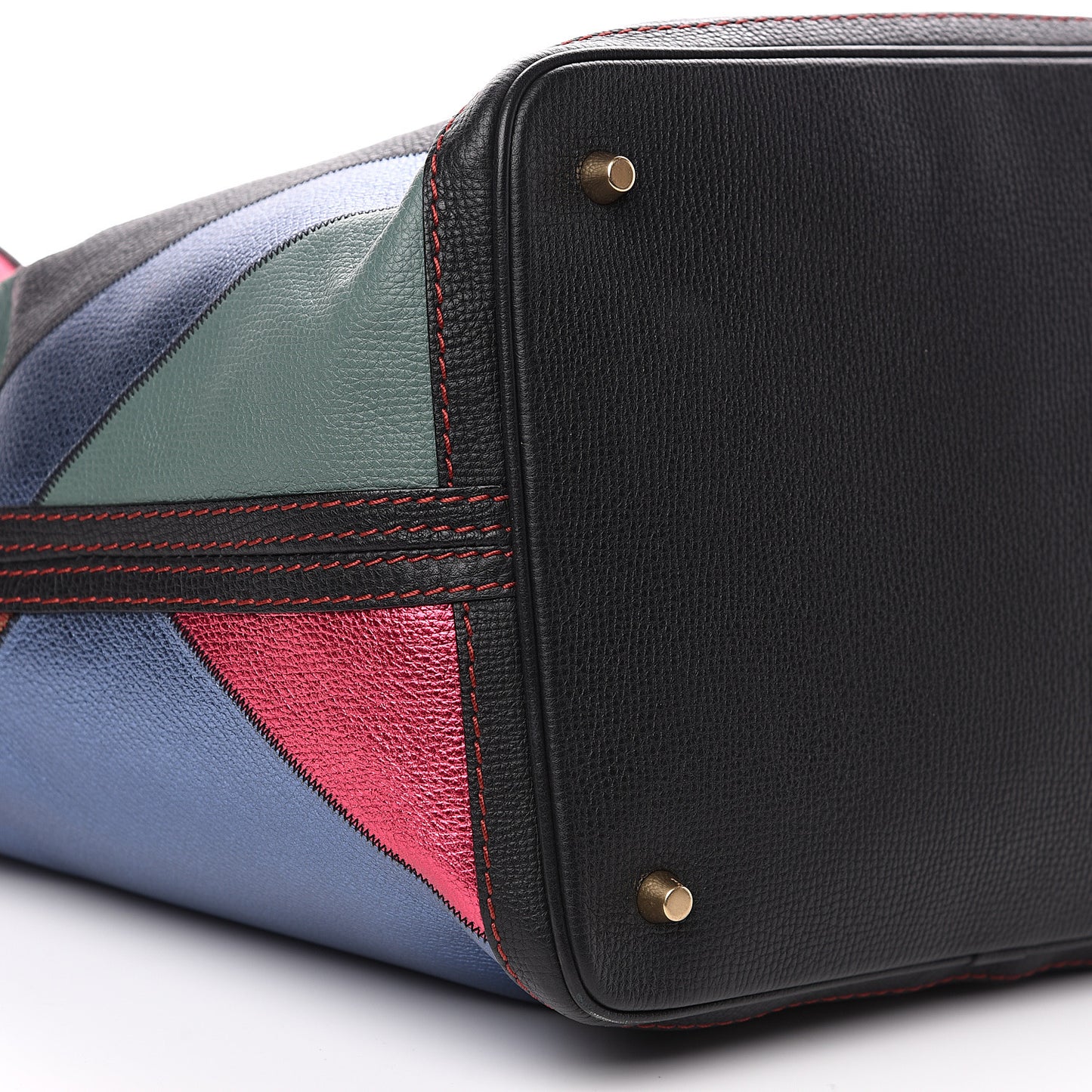 Canvas Calfskin Check Patchwork Medium Ashby Hobo Multicolor