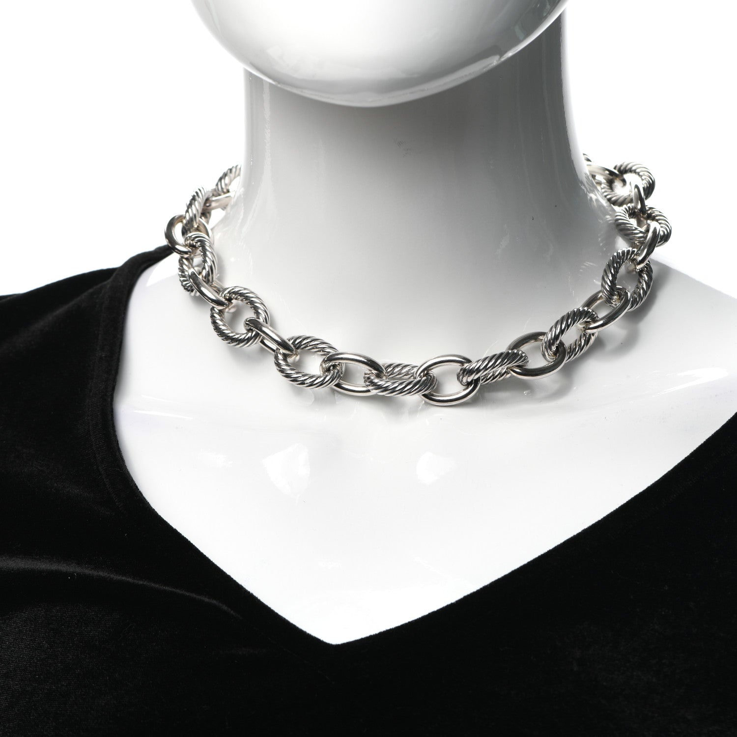 David Yurman Sterling Silver 16mm Large Oval Link Necklace 2 of 5