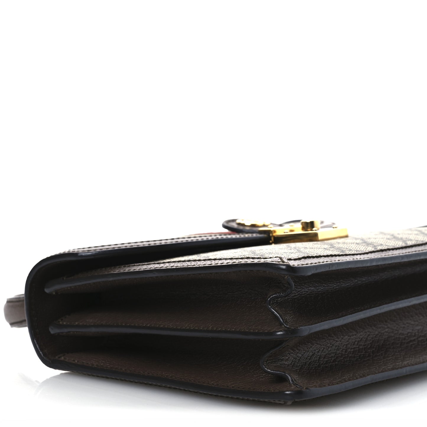 GG Supreme Monogram Textured Dollar Calfskin Web Small Ophidia Padlock Top Handle Bag Beige Ebony New Acero