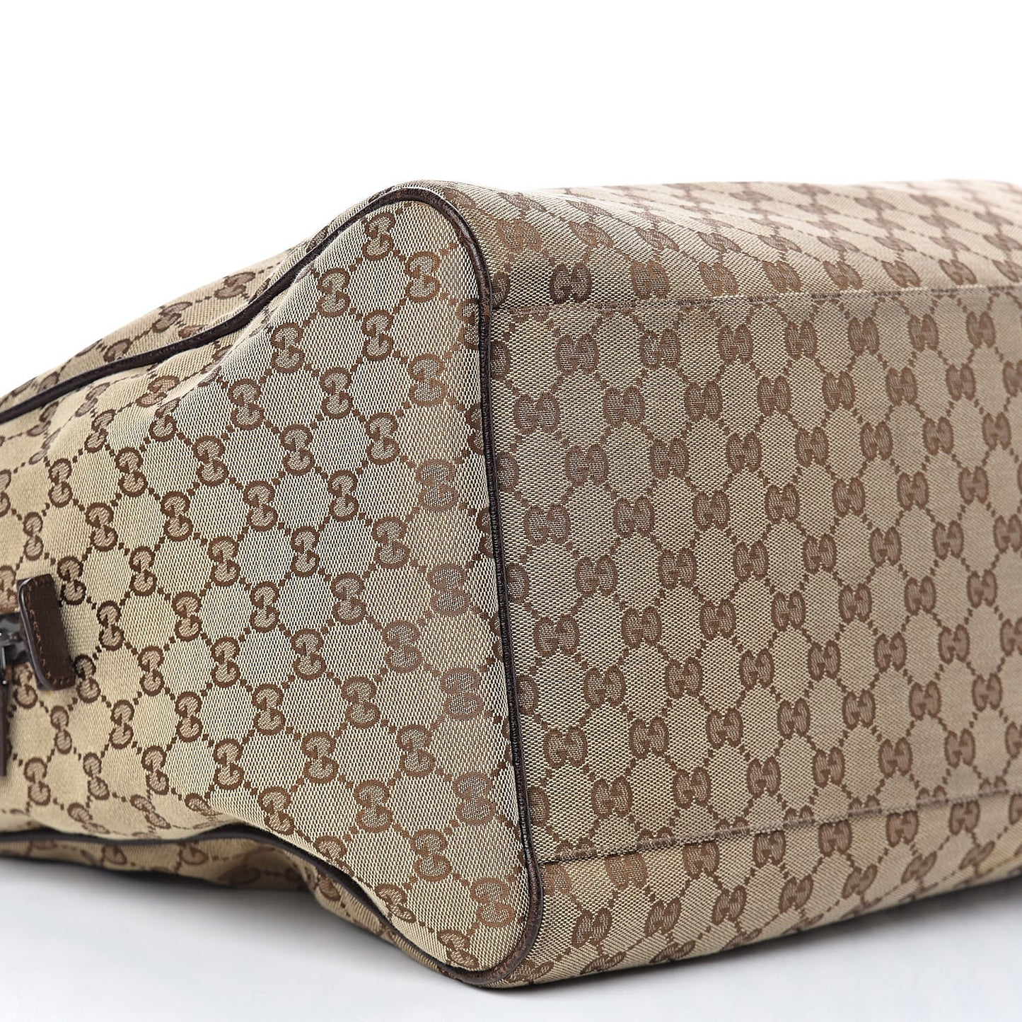 GG Monogram Web Large Collapsible Carry On Duffle Beige Brown