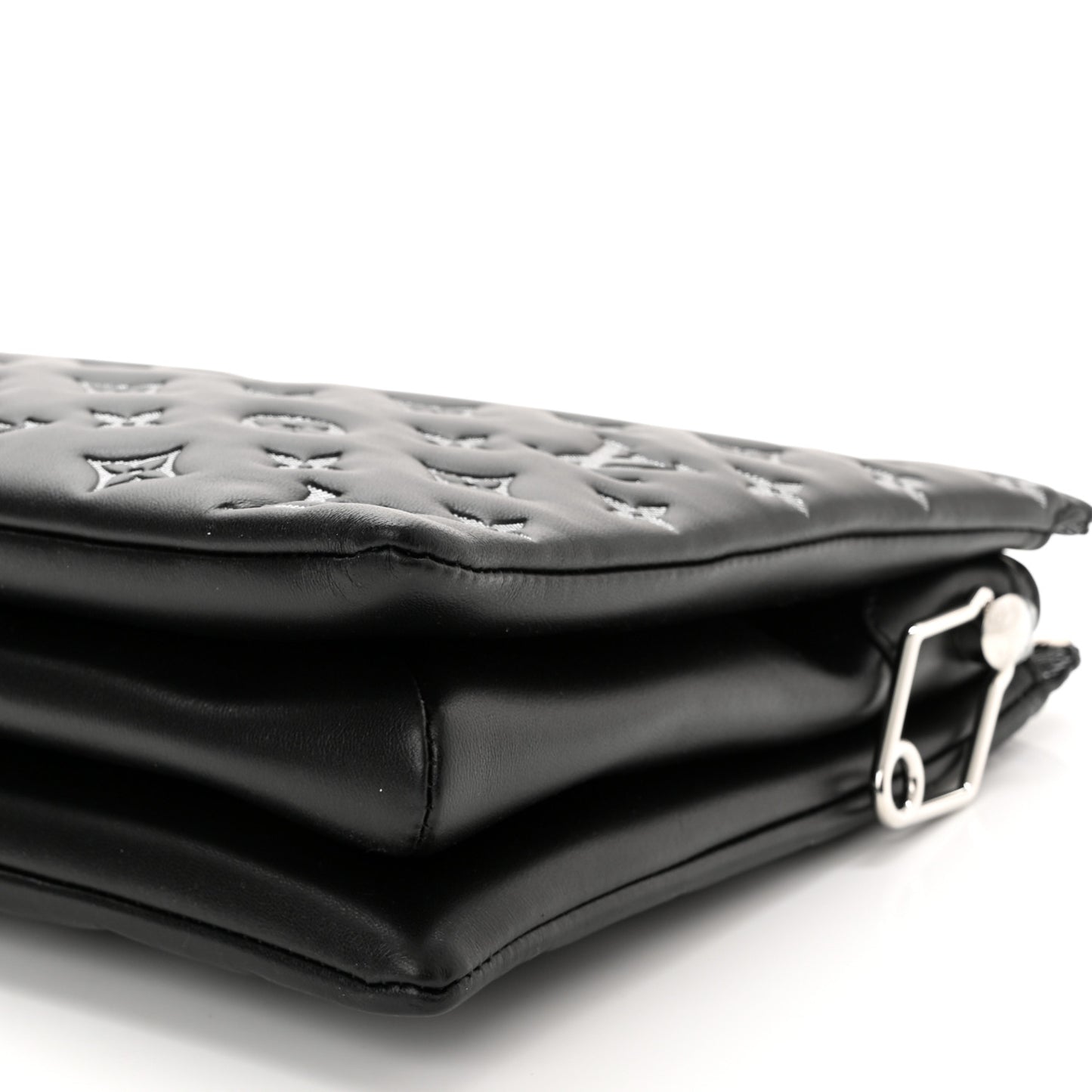 Lambskin Embossed Monogram Coussin MM Black Gray