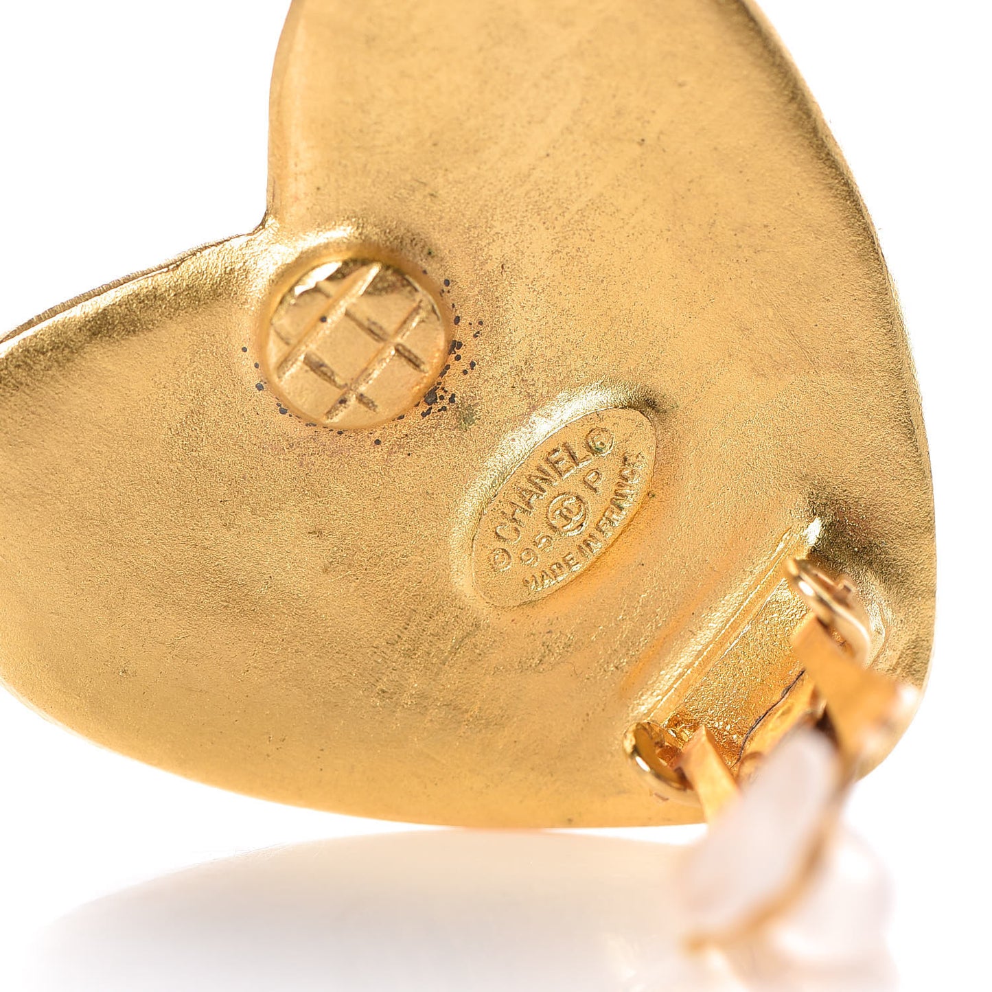 CC Heart Clip On Earrings Gold