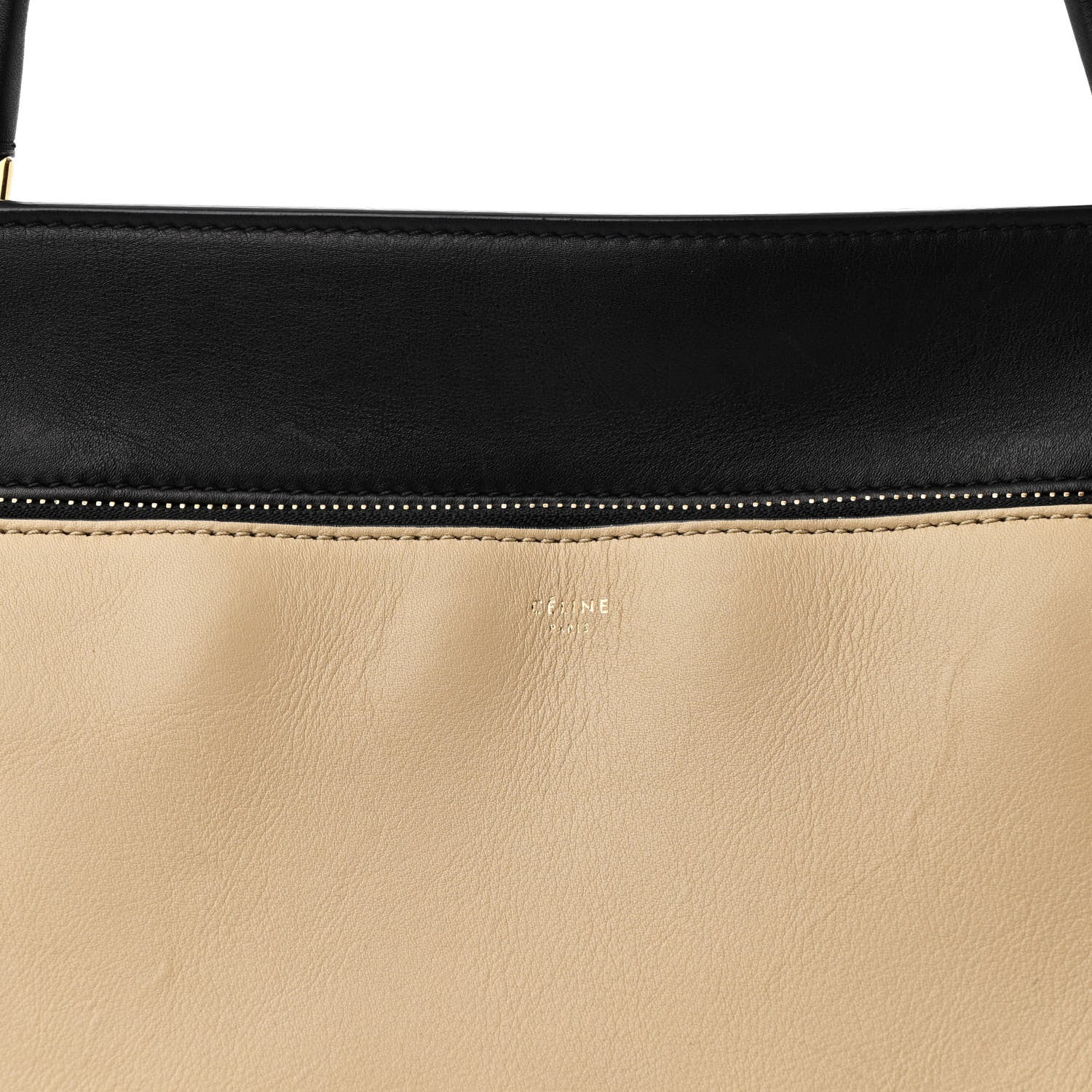 Celine Smooth Calfskin Medium Bi-Color Edge Shoulder Bag Black Beige 8 of 11