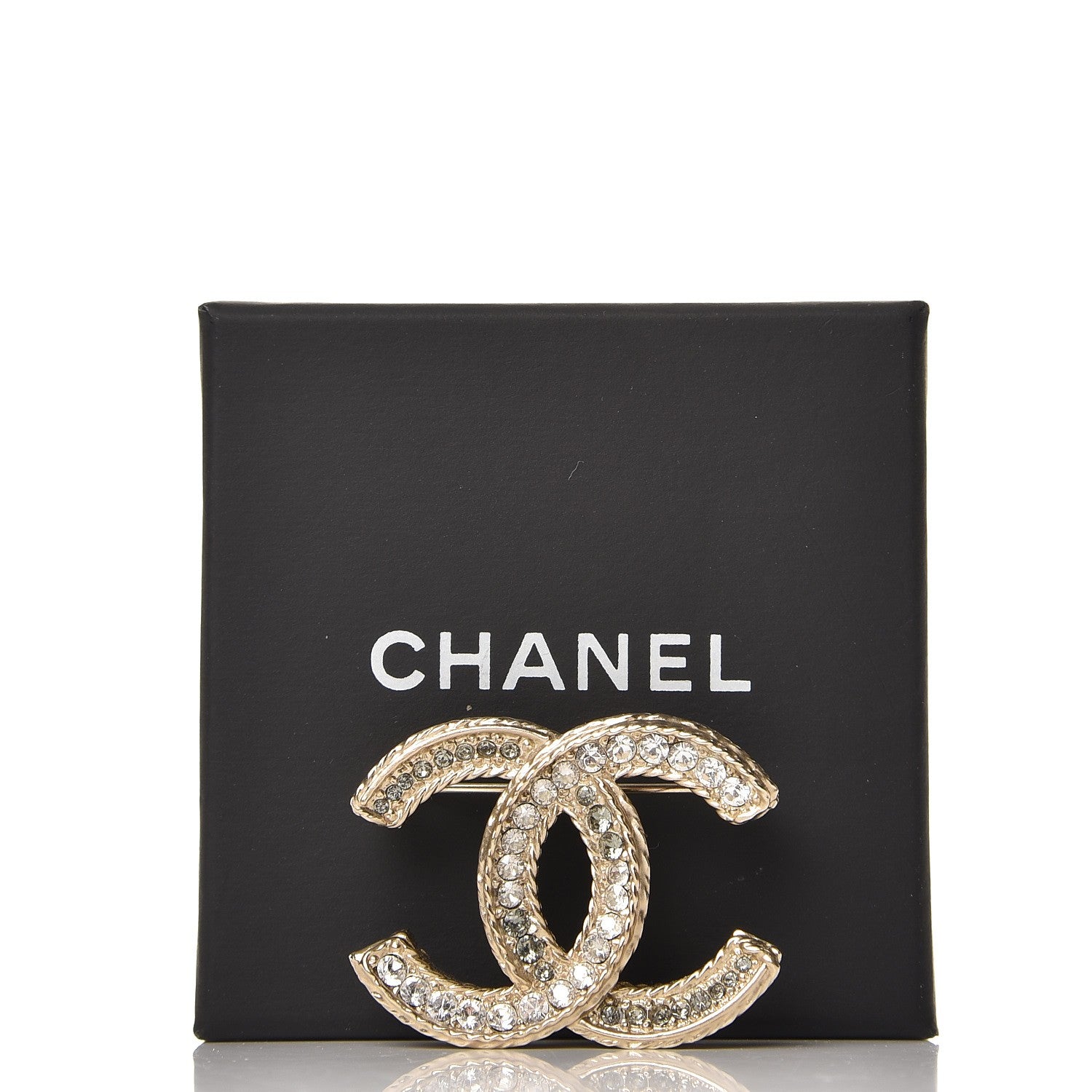 Chanel Crystal CC Brooch Light Gold 5 of 5