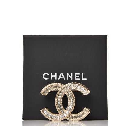 Chanel Crystal CC Brooch Light Gold 5 of 5