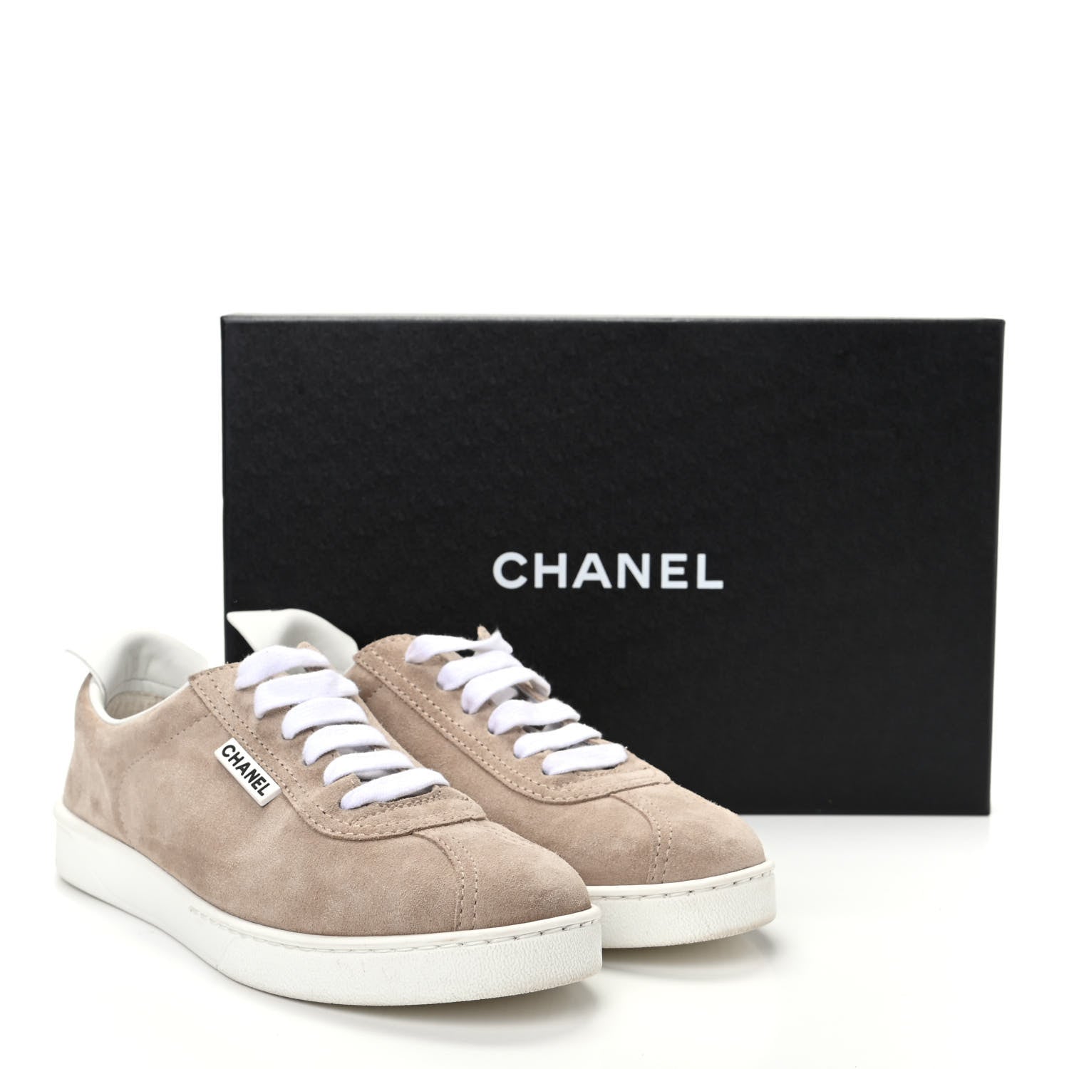 Chanel Suede Calfskin Womens Sneakers 39 Dark Beige 11 of 11