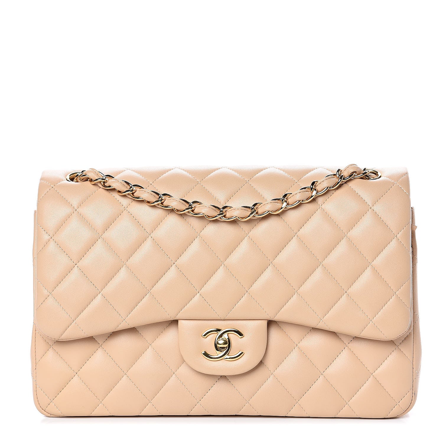 Chanel Lambskin Quilted Jumbo Double Flap Beige Clair 1 of 13
