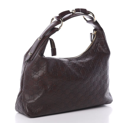 Gucci Guccissima Medium Horsebit Chain Hobo Dark Brown 3 of 8