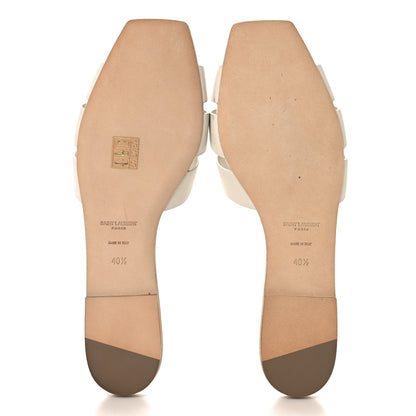 Saint Laurent Calfskin Tribute 05 Slide Sandals 40.5 Porcellana 6 of 10